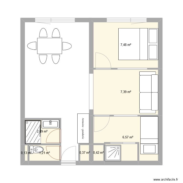 Olympiade B121. Plan de 8 pièces et 26 m2