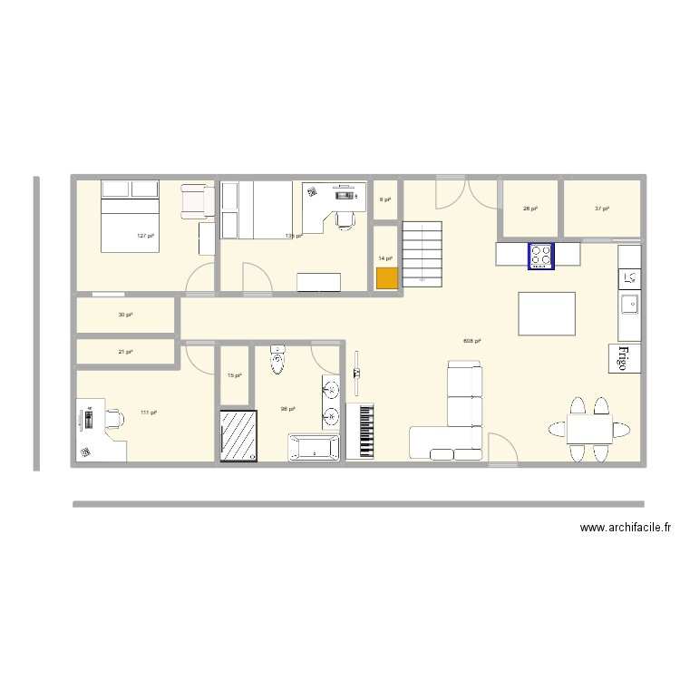 Maison Manseau 2. Plan de 12 pièces et 114 m2