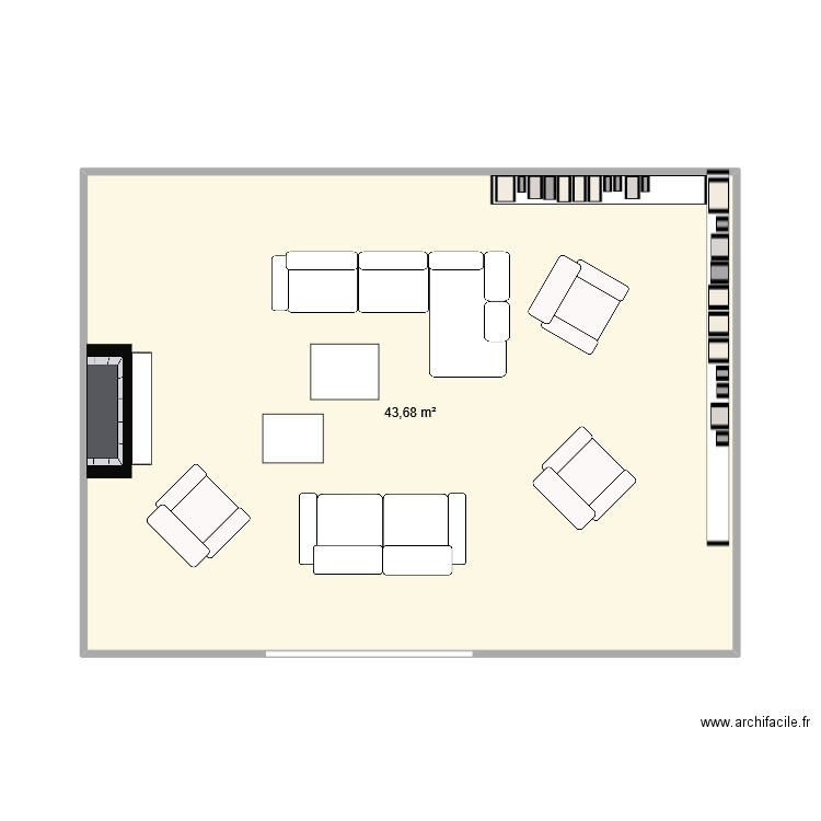 SALON. Plan de 1 pièce et 44 m2