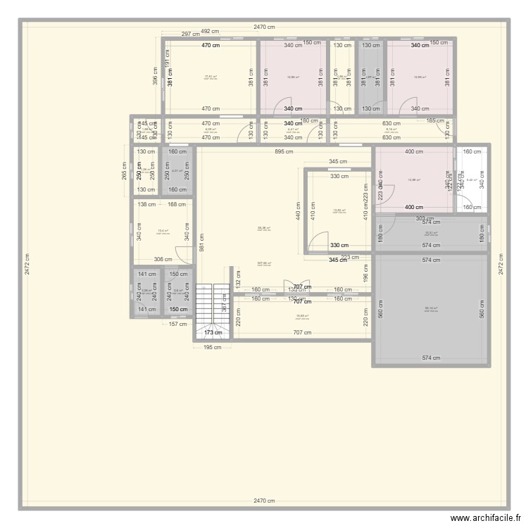 plan1. Plan de 22 pièces et 855 m2