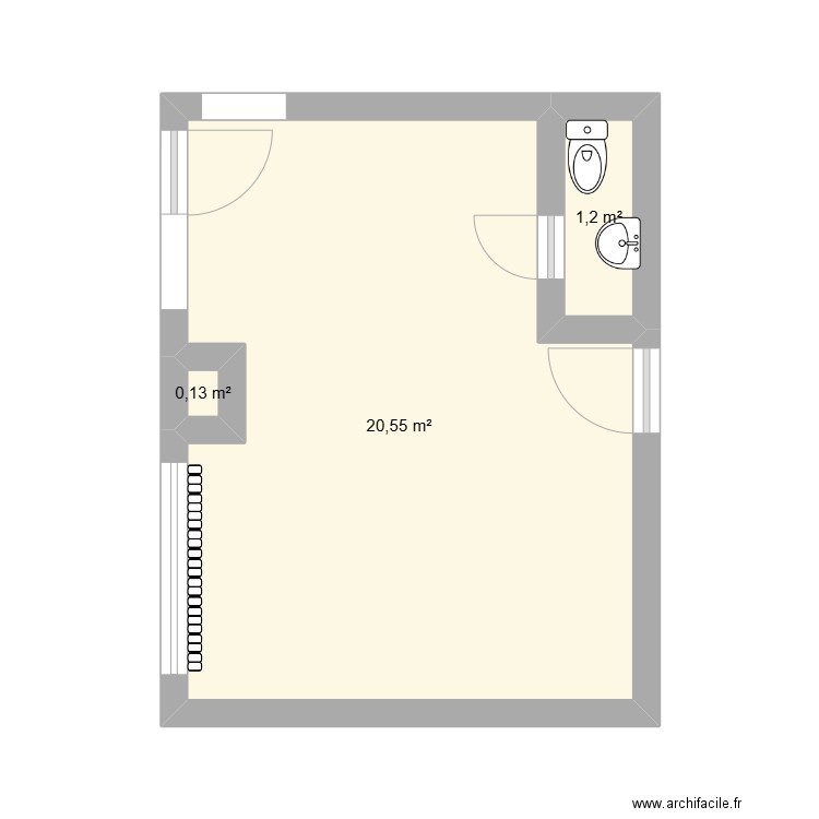 plan boutique. Plan de 3 pièces et 22 m2