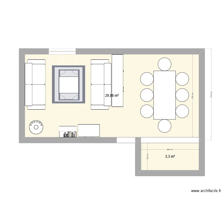 Living Camiers. Plan de 2 pièces et 33 m2