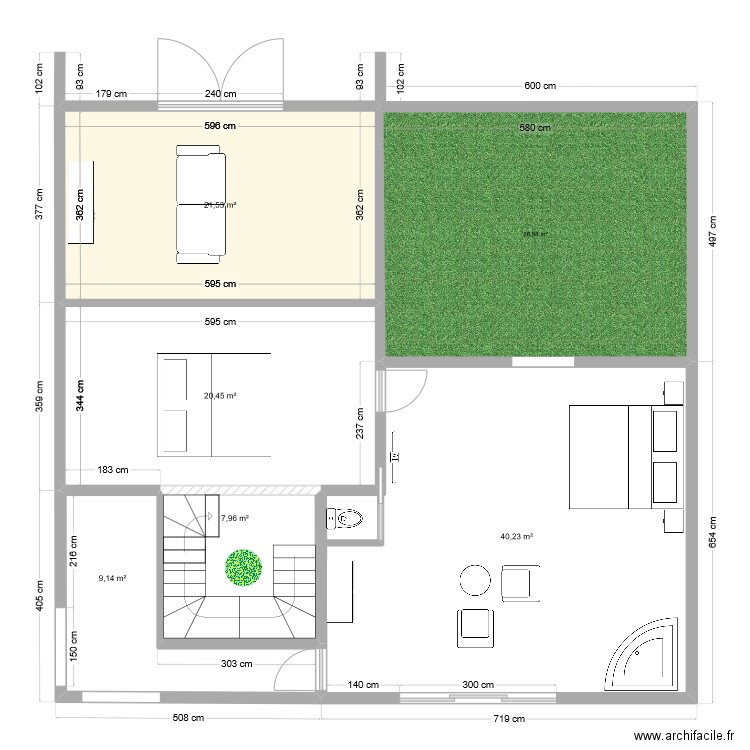 GANGATE Djounayd R+1. Plan de 5 pièces et 99 m2