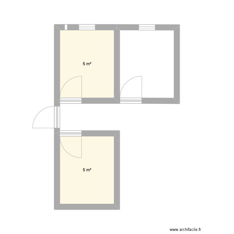 Porcherie. Plan de 2 pièces et 10 m2