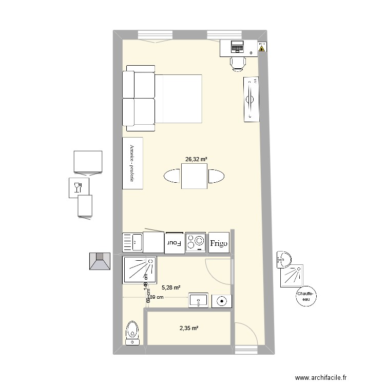 LA seyne centre v2. Plan de 3 pièces et 34 m2