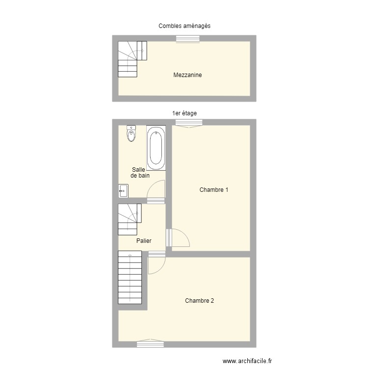 AUJEAN 1ER  . Plan de 6 pièces et 61 m2