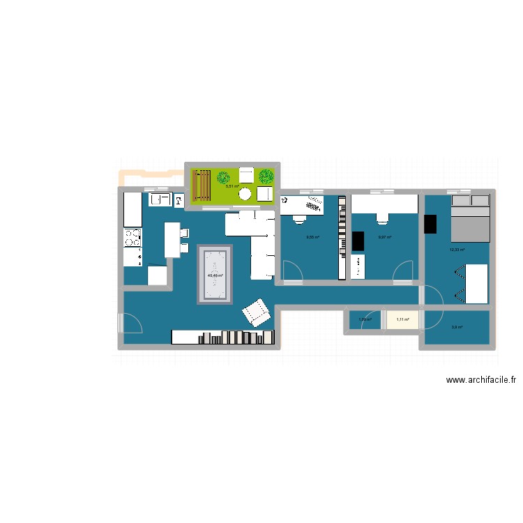 PLAN V1. Plan de 8 pièces et 84 m2