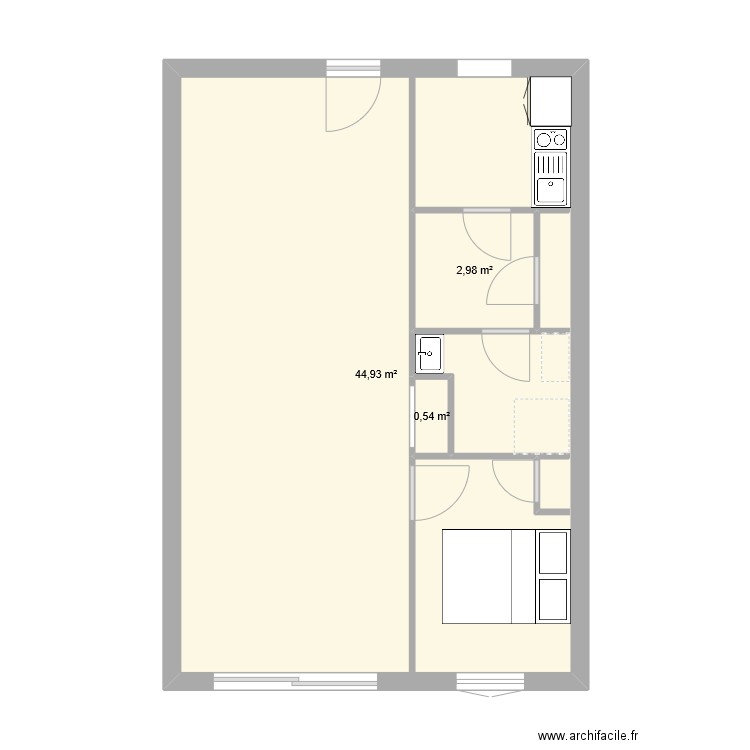 cloe. Plan de 3 pièces et 53 m2