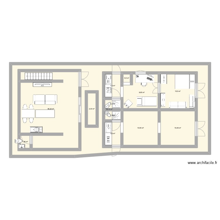 Test. Plan de 13 pièces et 245 m2