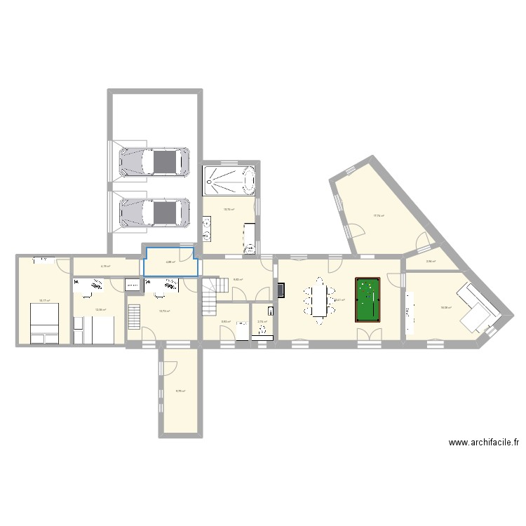 Maison final v1.2. Plan de 14 pièces et 166 m2