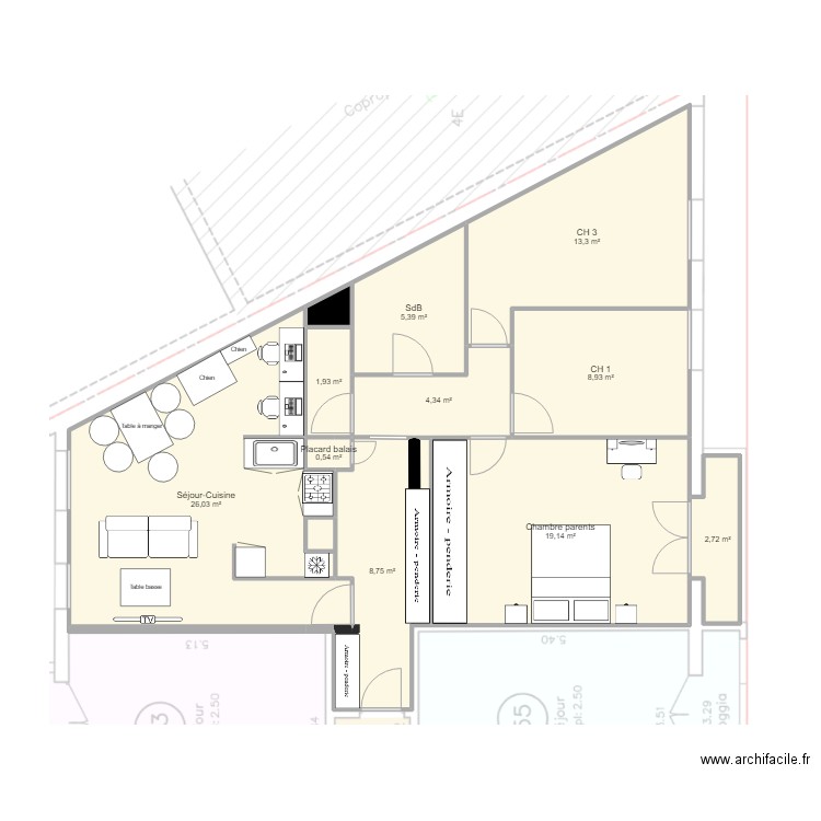 Cam & Tom - Plan Luc 1 modif. Plan de 11 pièces et 92 m2