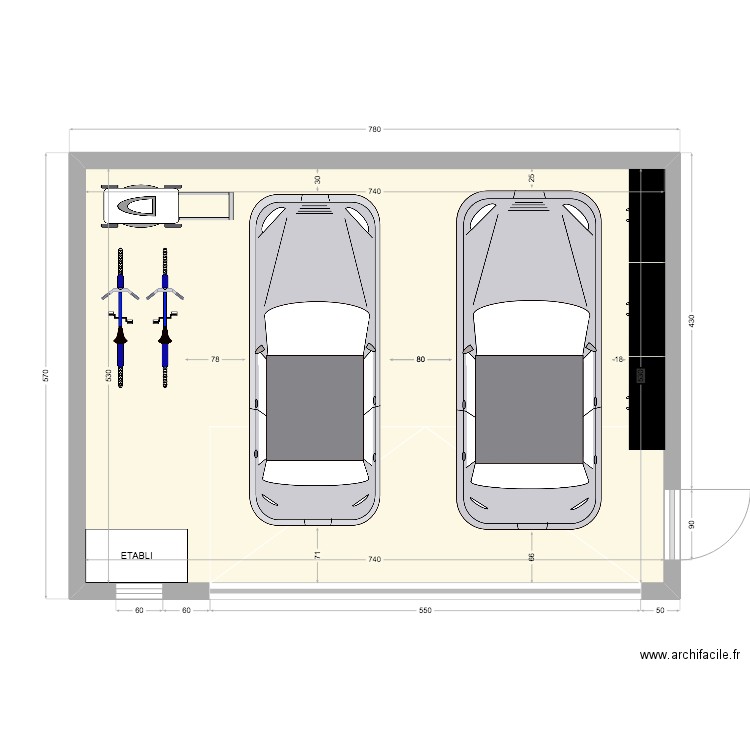 GARAGE 39 M2 AMÉNAGÉ. Plan de 1 pièce et 39 m2