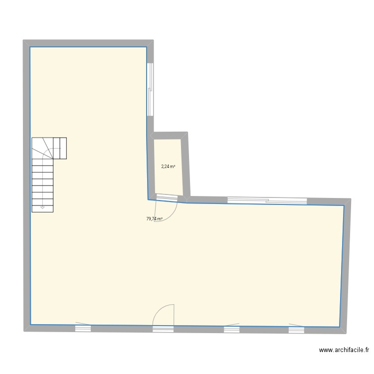 Maison . Plan de 2 pièces et 82 m2