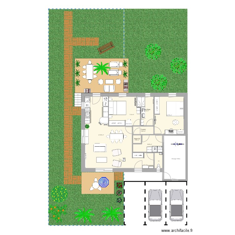 Terasse 6,2x4. Plan de 7 pièces et 83 m2