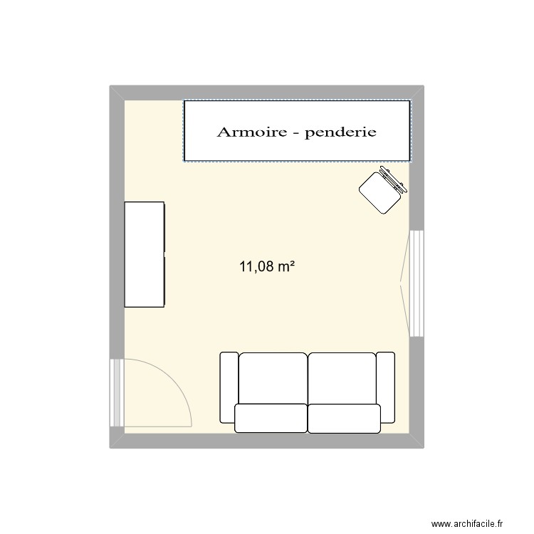 CHAMBRE. Plan de 1 pièce et 11 m2