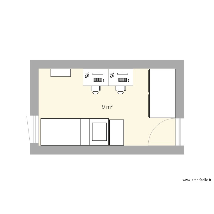 julia. Plan de 1 pièce et 9 m2