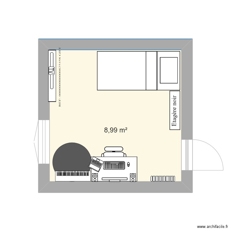 CHAMBRE. Plan de 1 pièce et 9 m2