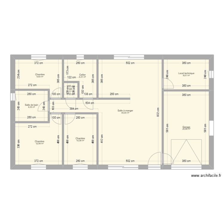 Cesseras-4. Plan de 9 pièces et 122 m2