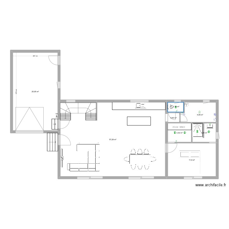 Saint Pierre. Plan de 8 pièces et 109 m2