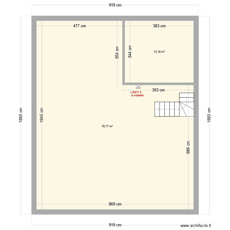 2eme. Plan de 2 pièces et 90 m2