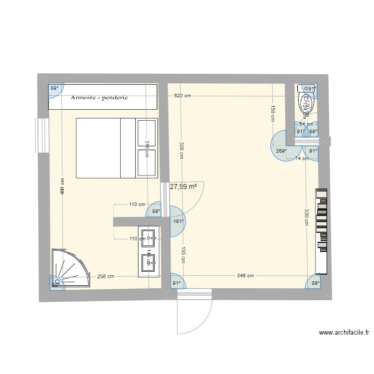 garage la seyne. Plan de 1 pièce et 28 m2