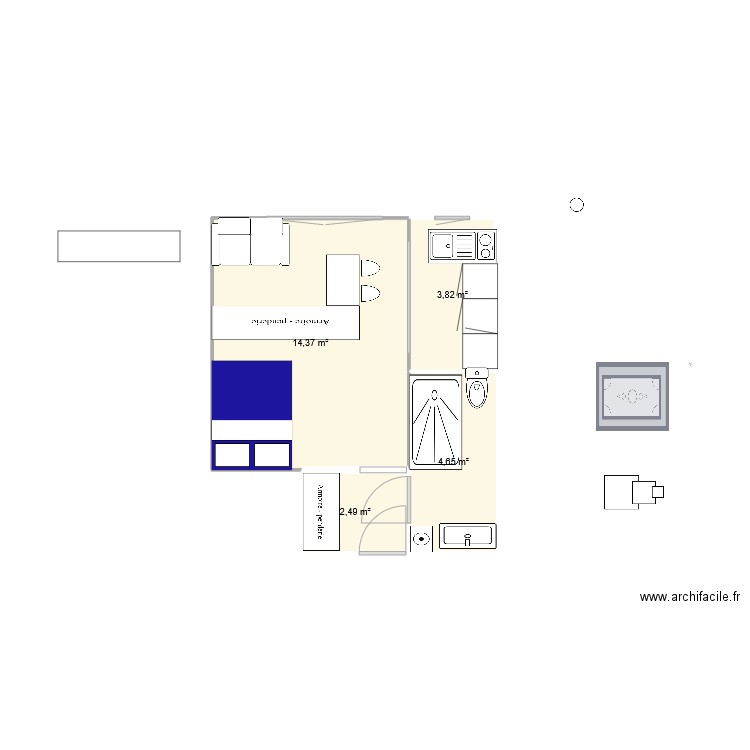 APPART v2. Plan de 4 pièces et 25 m2