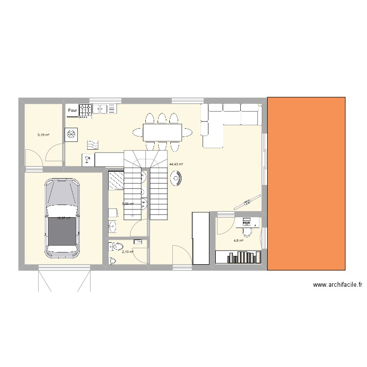 cuverie. Plan de 6 pièces et 78 m2