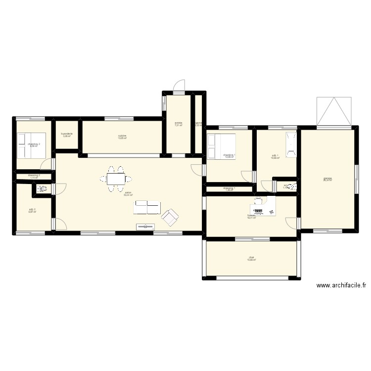 maison t3. Plan de 16 pièces et 182 m2