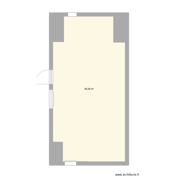 Labo - Pièce principale. Plan de 1 pièce et 50 m2