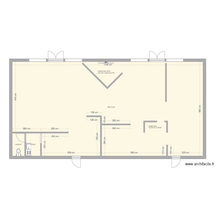 PLAN MAGASIN. Plan de 3 pièces et 149 m2