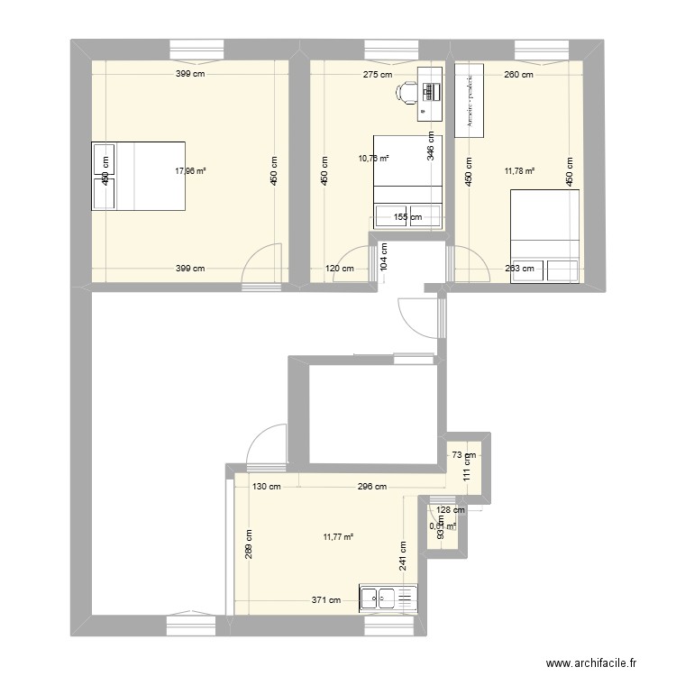 pelletier 2. Plan de 5 pièces et 53 m2