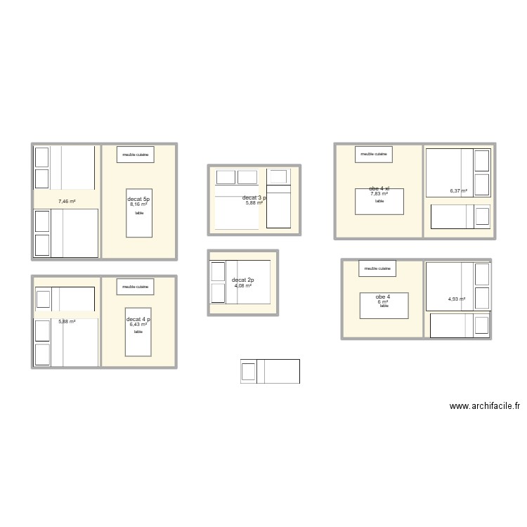 tente. Plan de 10 pièces et 63 m2