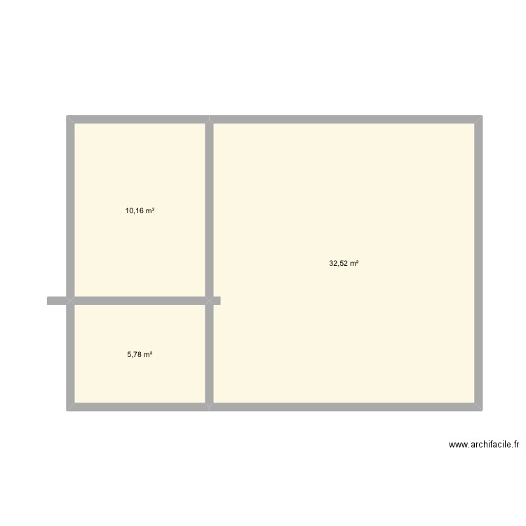 Un . Plan de 3 pièces et 48 m2