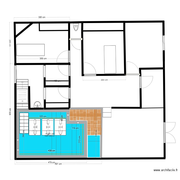 cabinet. Plan de 1 pièce et 12 m2