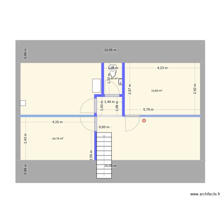 Haut V2. Plan de 5 pièces et 46 m2