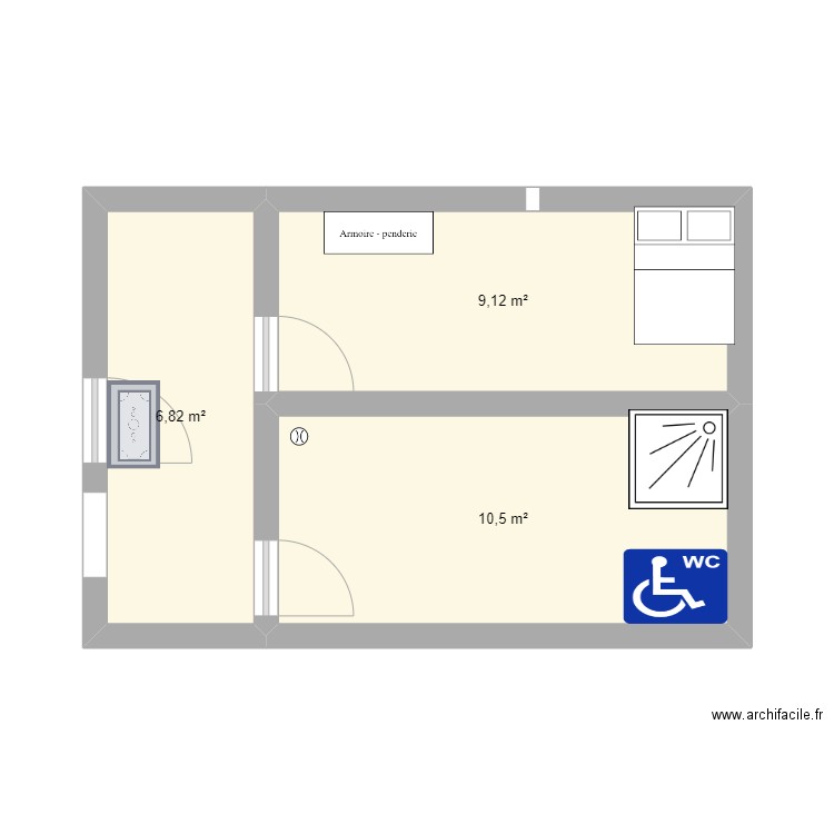 TIM. Plan de 3 pièces et 26 m2