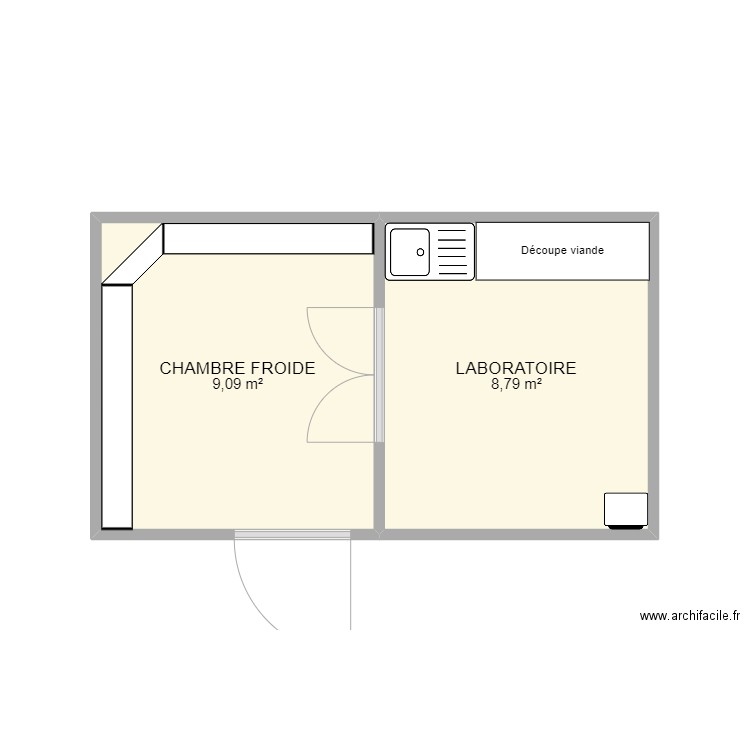 TD CHAMBRE FROIDE. Plan de 2 pièces et 18 m2