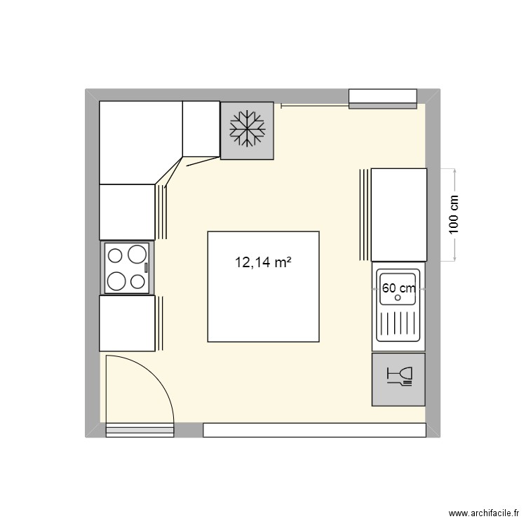 cuisine longuenesse. Plan de 1 pièce et 12 m2