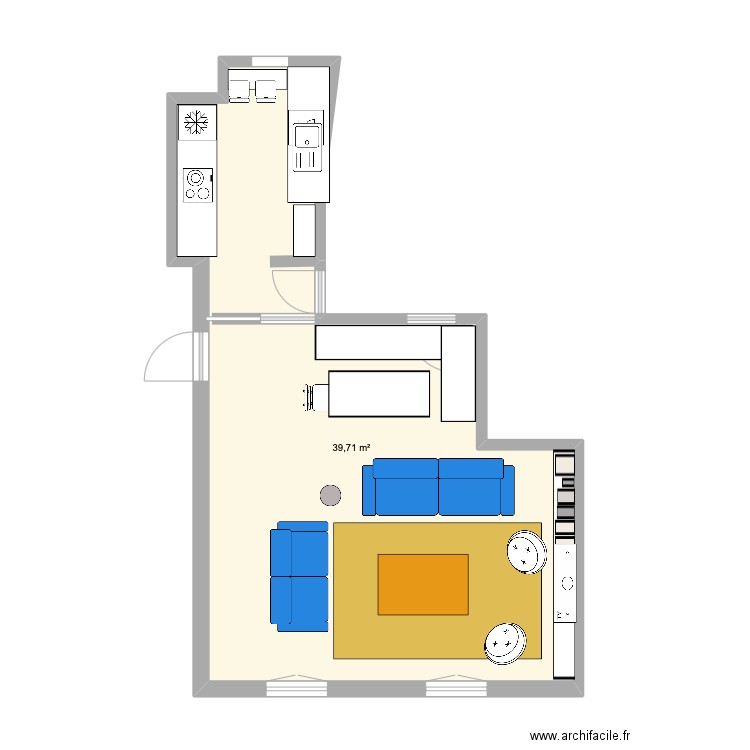 ESCUDIER. Plan de 1 pièce et 40 m2