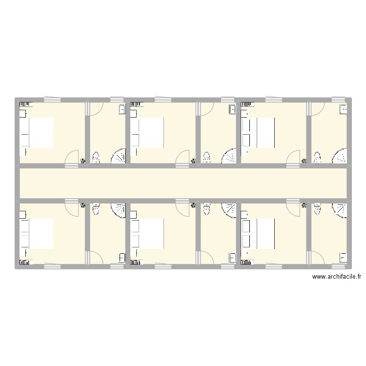 Hotel V1. Plan de 13 pièces et 166 m2