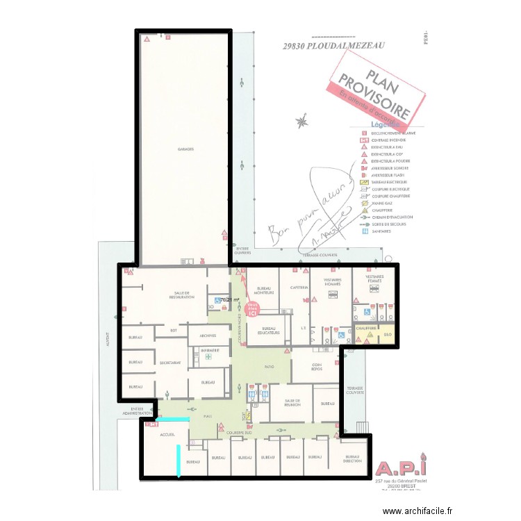 BUREAUX PLOUDAL. Plan de 1 pièce et 76 m2