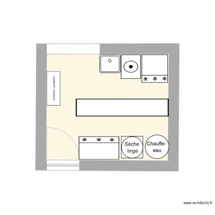 CHAMBRE . Plan de 1 pièce et 14 m2