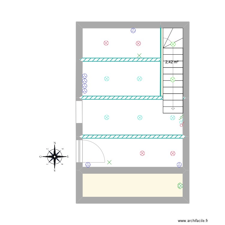 pool house etage. Plan de 6 pièces et 25 m2