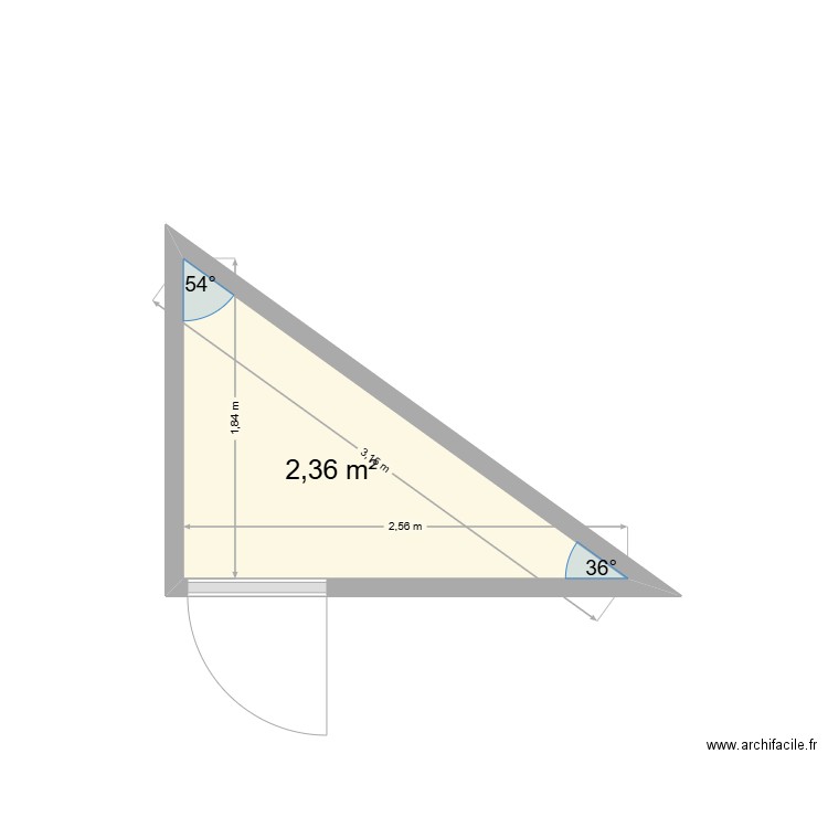 Cave Mantes hypothèse 2. Plan de 1 pièce et 2 m2