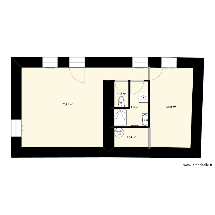 RU DU CLOS 1. Plan de 5 pièces et 48 m2