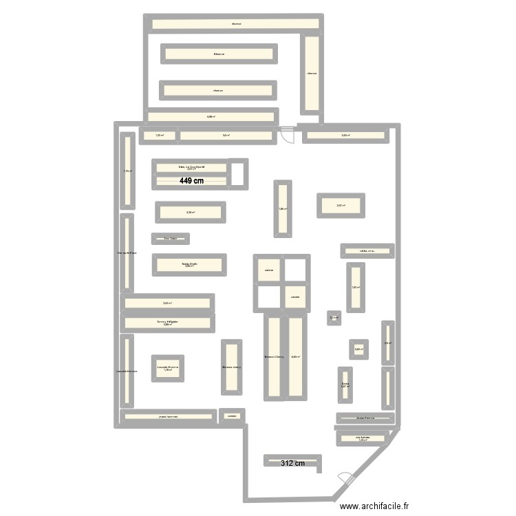 Plan Mode et Sport. Plan de 38 pièces et 89 m2