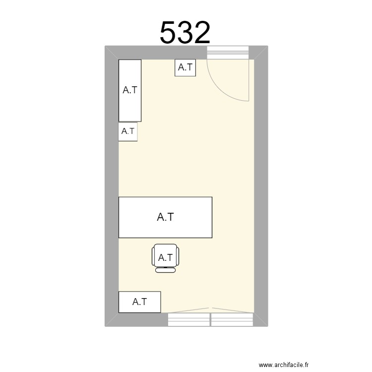 Bureau R 532 A.THIBBAUT. Plan de 1 pièce et 13 m2