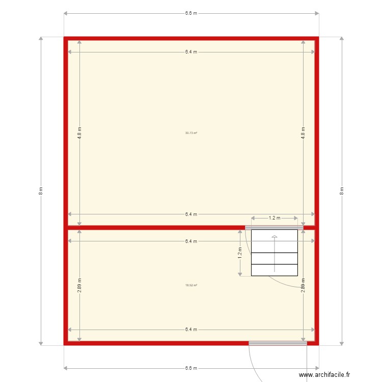 OLA TRAITEUR V2. Plan de 2 pièces et 49 m2