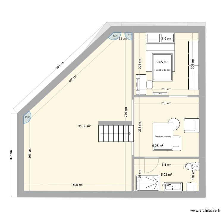  calcul mezannine. Plan de 6 pièces et 110 m2