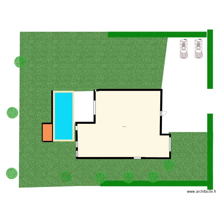 Piscine. Plan de 1 pièce et 151 m2